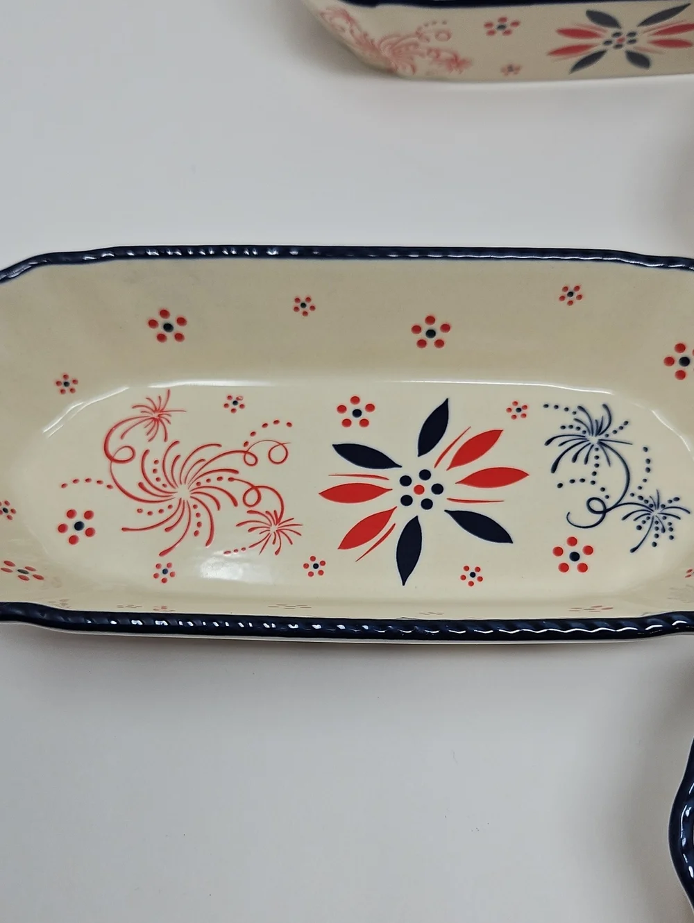 Temptations Ceramic Serving Dishes Fireworks Festive Patriotic- Set of 4